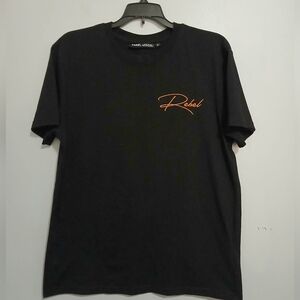 Rebel Minds Men's Black T-Shirt with Orange Script